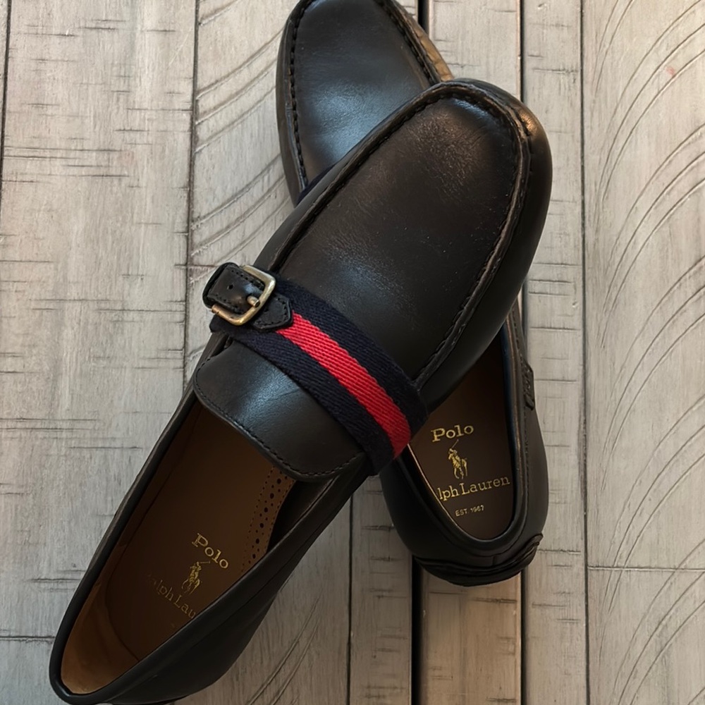 Polo by Ralph Lauren Black and Red Loafers Slip-Ons